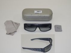 Ladies Dior Sunglasses, thick blue frames set with crystals.