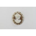 A Large 9ct Gold Mounted Oval Shaped Shell Cameo of Fine Quality,