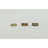 A Small Collection of 9ct Gold Rings ( 3 ) In Total. Comprises 1/ 9ct Gold Wedding Band.