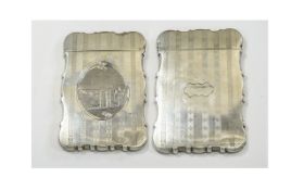 Late 19th Century Very Fine Shaped Silver Hinged Card Case with Regency Stripes Decoration,