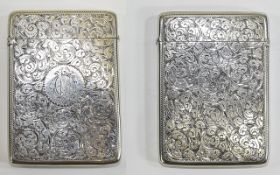 Victorian - Fine Silver Hinged Card Case with Gilt Interior Chased Stylish Decoration.