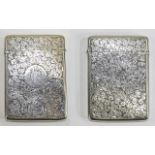 Victorian - Fine Silver Hinged Card Case with Gilt Interior Chased Stylish Decoration.