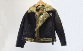 Vintage Leather -Shearling Biker / Bomber Jacket.