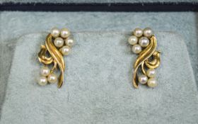 Mappin & Webb Pair of 9ct Gold Seed Pearl Clip-on Earrings,