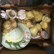 Box Containing a Quantity of Assorted Ceramics including Italian pottery, animal figures, Coalport,