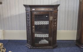 Oak Corner Cupboard 19th Century, Glass