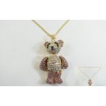 Pink and Multi Crystal Teddy Bear Pendan