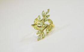 Peridot Leaves Crossover Ring, the leave