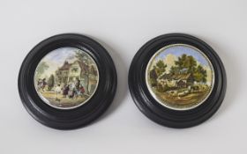 Victorian Pratt Ware Pot Lids ( 2 ) In T