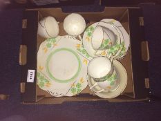 Part Teaset green and orange floral deco