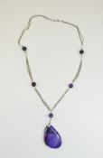 Large Purple Agate Pendant Necklace, a t