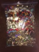 Large Bag Of Costume Jewellery >5kg Assorted Mix, May Include Rings, Necklaces, Beads, Brooches,