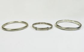 Silver Bangles ( 3 ) In Total. All Fully Hallmarked. 58.3 grams.