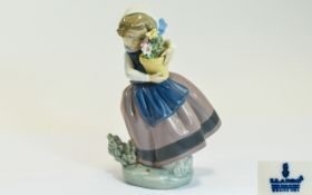 Lladro Porcelain Figurine ' Spring Is Here ' Model No 5223. Issued 1984, Height 6.5 Inches.