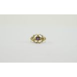 9ct Gold Dress Ring Openwork Stylised Heart With Central Round Amethyst, Fully Hallmarked,