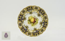 Royal Worcester Hand Painted and Signed Cabinet Plate ' Fallen Fruits ' Stillife. Signed Roberts.