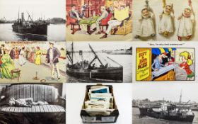 Box Containing Approx 600 Postcards Assorted Ages To Include Comic, Transport, Topographical,