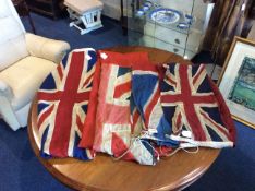 Military Interest 4 Naval Flags Bearing The Union Jack, Various Sizes,