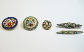 Mosaic Pendant And 4 Brooches