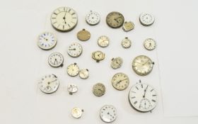 Collection Of Pocket Watch & Wrist Watch Movements, Approx 25, Makes To Include Bulova,