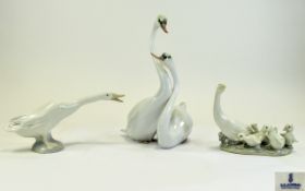 Lladro Figures ( 2 ) and 1 Other. Comprises 1/ Graceful Swans.