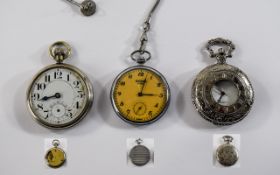 3 Gents Pocket Watches Inc Sekonda USSR Sekonda USSR 18 Jewel Metal Pocket Watch Plus 2 Others