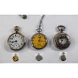 3 Gents Pocket Watches Inc Sekonda USSR Sekonda USSR 18 Jewel Metal Pocket Watch Plus 2 Others