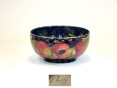 William Moorcroft Signed Large Footed Bowl ' Ochre Pomegranates ' Design. c.1920.