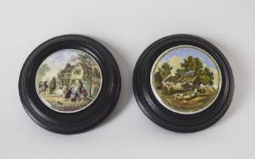 Victorian Pratt Ware Pot Lids ( 2 ) In Total.