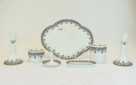 Collection Of Bone China Dressing Table Accessories Marked 'Belmont, Alderleys Ltd,