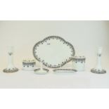 Collection Of Bone China Dressing Table Accessories Marked 'Belmont, Alderleys Ltd,