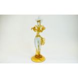 Murano 1960's Glass ' Courtier ' Figure In Gold and White Colour way. 13.5 Inches Tall.