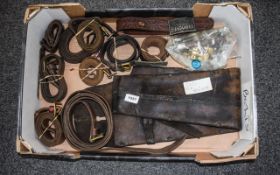 Collection of Old Assorted Collectables including leather belts and gun holders.