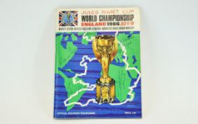 England World Cup 1966 Programme, 5 x Autographs, Bobby Moore, Geoff Hurst, Peters.