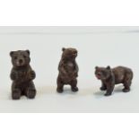 A Collection of 3 x Miniature Black Forest Bears, All with Painted Mouths.