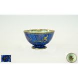 Wedgewood - Lustre Footed Bowl ' Dragon ' Pattern to Outer Side of Bowl In Gold and Blue.