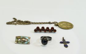 Small Collection of Silver Jewellery comprising Charles Horner silver enamelled brooch,
