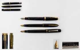 3 Vintage Pens, Comprising 1/ Parker - Early Vacumatic Fountain Pen, 14 ct Gold Nib, Jeweled End. c.