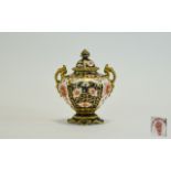 Royal Crown Derby Imari Twin Handle and Lidded Urn - Shaped Vase. Date 1901 - Please See Photo.