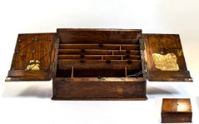 Victorian - Nice Quality Walnut Stationery Box with Two Doors,