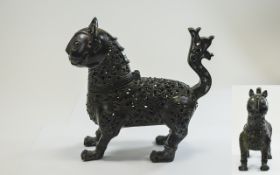 Middle Eastern Bronze Censer In The Form Of A Mythical Beast/Lion, Possibly Indo-Persian 17/18thC,