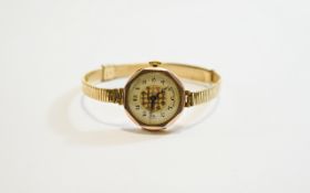 Ladies Octagonal Shaped 9ct Gold Cased Wrist Watch,