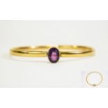 Antique Amethyst Set 9ct Gold Bangle. 9.5 grams. Not Marked but Tests Gold.