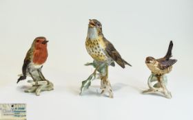 Goebel Bird Figurines ( 3 ) In Total. Comprises 1/ Robin. Height 5 Inches. 2/ Thrush. Height 6.