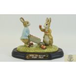 Beswick Tableau Peter and Benjamin picking apples with wood stand. Cert No 0789 limited edition of