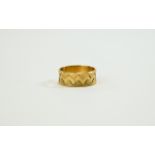 22ct Gold Wedding Band. Fully Hallmarked. 5 grams. Chased Decoration, Excellent Condition.