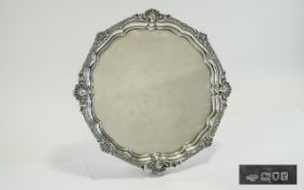 Goldsmiths and Silversmiths Co - Large Silver Circular Salver, with Shell and Piecrust Border,