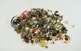 Bag Containing A Quantity Of Vintage Earrings To Include Studs, Clip On, Screw Back, Pairs And