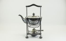 Arts and Crafts Christopher Dresser / Style Silver Plated Spirit Kettle and Stand.