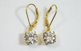 Swarovski Zirconia Solitaire Drop Earrings, 4cts diamond equivalent of Swarovski zirconia,